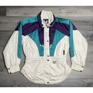 Couloir Vintage Women’s Ski Jacket Entrant GII White/ Teal/ Purple Sz 12